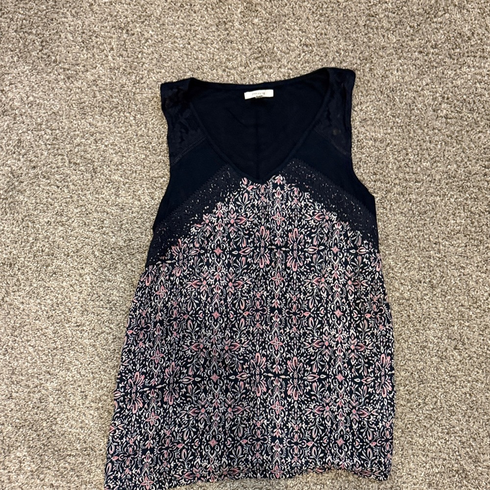 Maurices Floral Navy and Pink Blouse